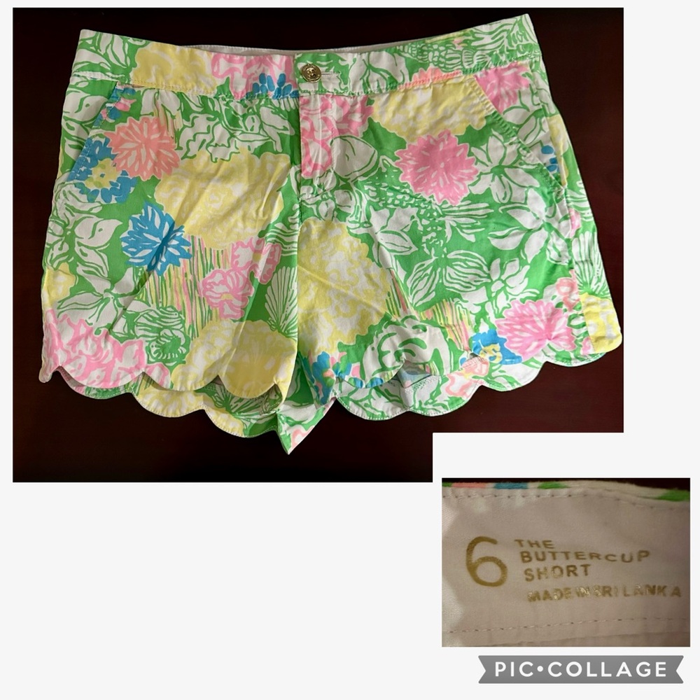 Lilly Pulitzer Women's Floral Shorts - Green, Pink, Yellow. Size 6 EUC $45